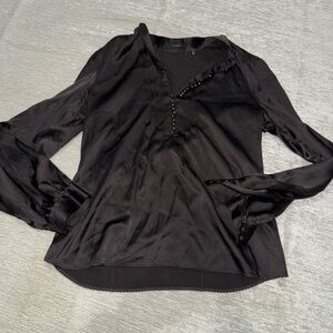 Silk black button up blouse